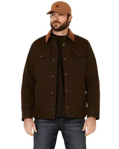 Pendleton Men's Solid Olive Canvas Snap-Down Shirt Jacket - C2135-83146