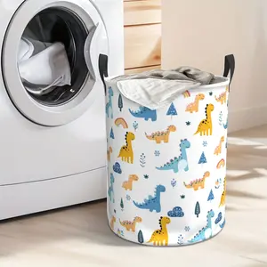 Cute Dinosaur Laundry Basket - Large Foldable Storage Basket - Bathroom and Bedroom Storage Bag - 19.6*15.7 Inches - Laundry Bin - Foldable Organizer Basket - Clothing Storage Basket - Bathroom Accessories - Laundry Basket