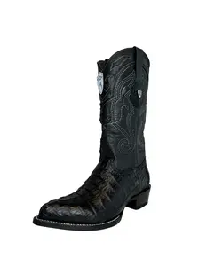 Wild West Black Genuine Caiman Tail J Toe Boot