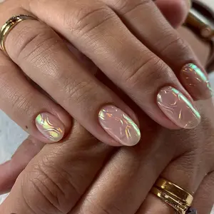 3D Repeatable Nail Art Kit, Nail Tips Art, 24pcs/box Short Almond Fake Nail with Nail File & Tape, Reusable Press on Nails for Women & Girls