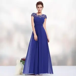 2025 womens elegant lace dress bridesmaid evening dress Formal Womenswear Elegant Halter Neck Bridesmaid Dress Blue Workwear