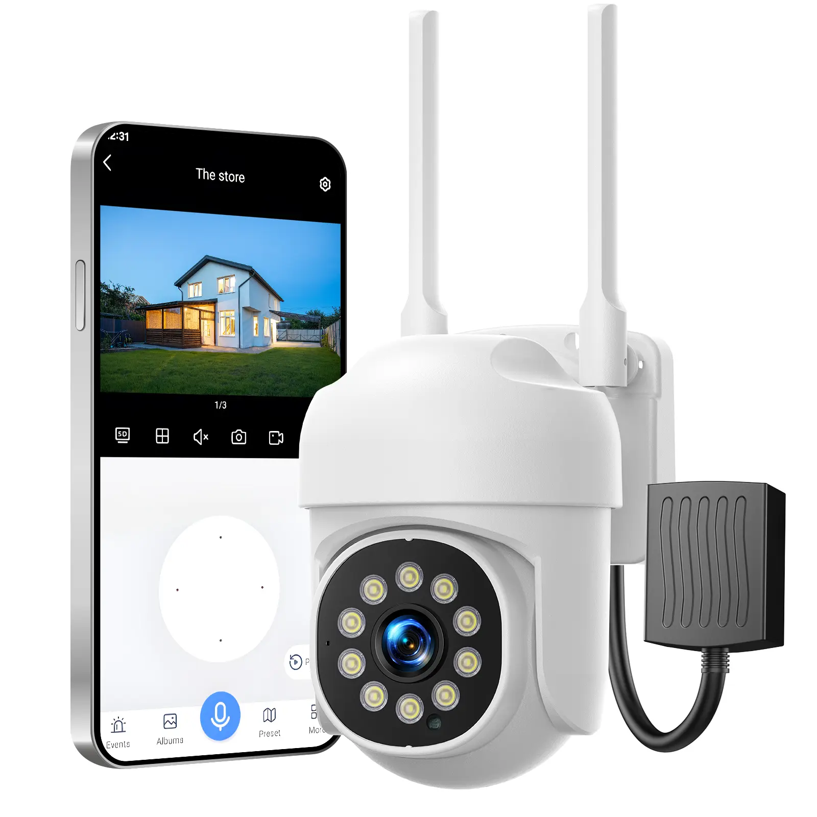 Home Security Camera System, 8Pcs PTZ Wireless Cameras with Auto Human/Pet/Vehicle Detection, 10CH 4K NVR with 24-7 Recording, 2-Way Audio, Smart Color Night Vision, Outdoor Surveillance Kit