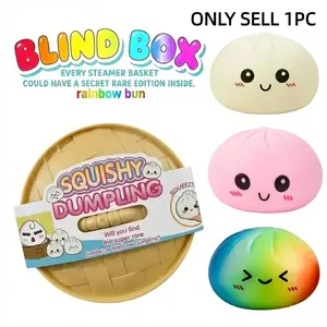 Squishy Dumpling Blind Box Fidget Toy, Squishy Series – Soft TPR Stress Ball, Stress Relief Squishies, Squishy Sensory Fidgets, Mystery Surprise Unboxing, Random Style, Easter, Mother's Day & Father's Day Gift for Kids & Adults