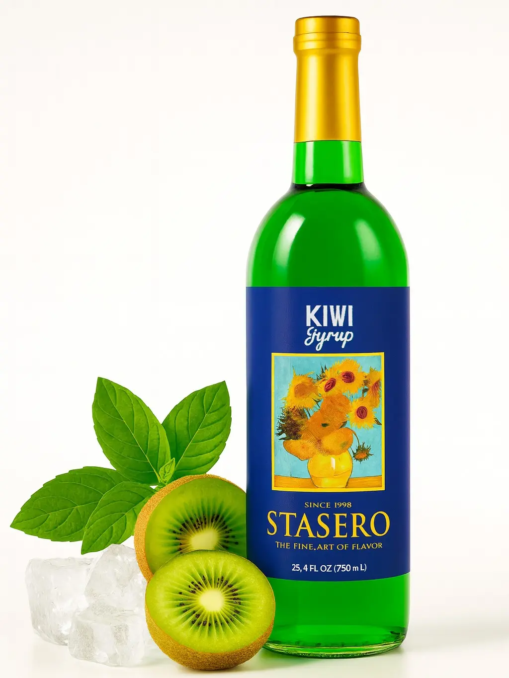 Stasero Kiwi Syrup 25.4 fl oz Bottle - Concentrate Flavor for Coffee Espresso Teas Italian Sodas Lemonades Shakes Frappes Desserts and More Beverage