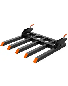 Clamp on Debris Forks Fits 48'' Bucket, 2500 lbs Heavy Duty Quick Attach Pallet Forks with 5 Tines,for Tractor Accessories for Tractor Loader Skid Steer