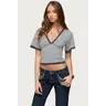 Primrosa Striped V Neck Flutter Top