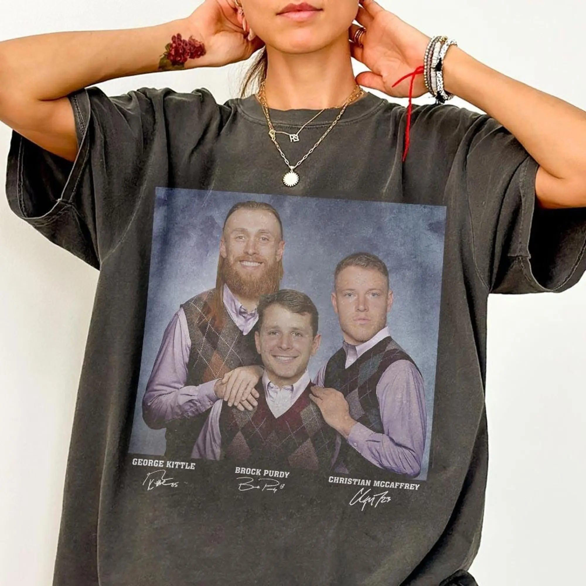 Comfort Colors Brock Purdy Christian McCaffrey George Kittle Football Shirt, San Francisco Step Bros Tee, Funny Football Gift Unisex