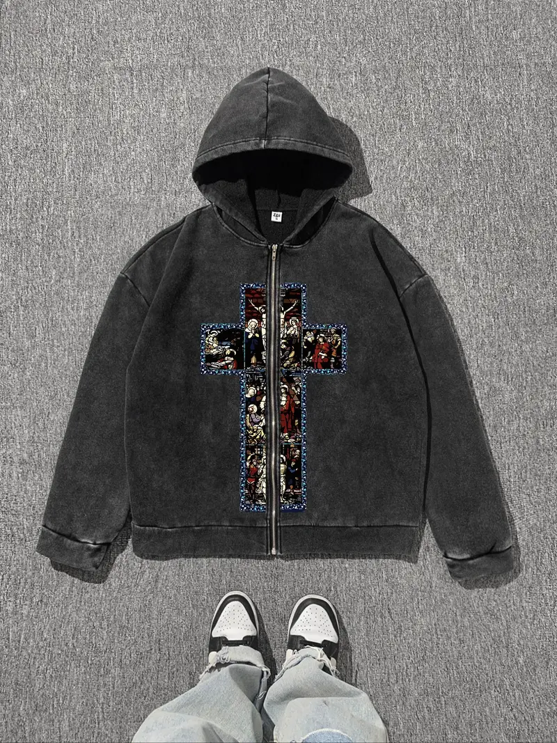 zip up hoodie with cross zip - TikTok Shop