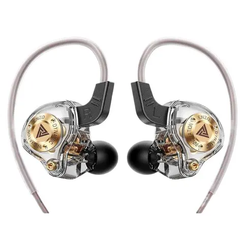 QKZ ENZO 2025 HiFi Wired In-Ear Earbuds with ANC Noise Cancellation, 8D Stereo Depth, Bass-Boosted Sound, Team Chat Mic, 3.5 mm Headphone Jack for Gaming, Sports Use