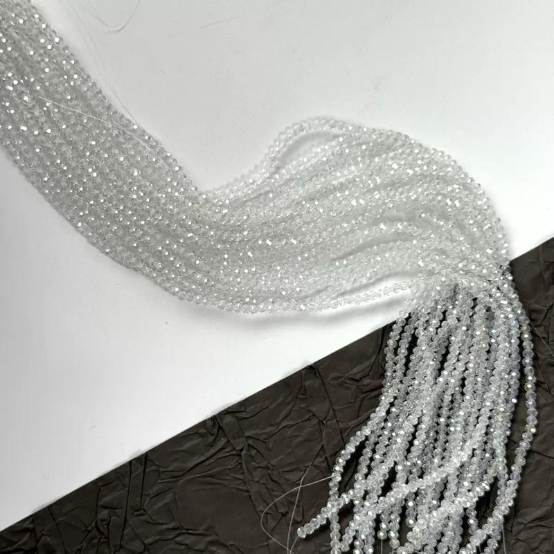 4mm Crystal Glass Beads Flat Faceted Loose Spacer Glass Beads for Jewelry Making Jewelry DIY  10strings （1000-1100pcs)