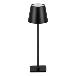 Black Cordless LED Desk Lamps Portable Powered by a 5000mAh Battery, offering stepless dimming and 3 Color Modes, for bedrooms, Restaurants, Bars, Camping, and Outdoor