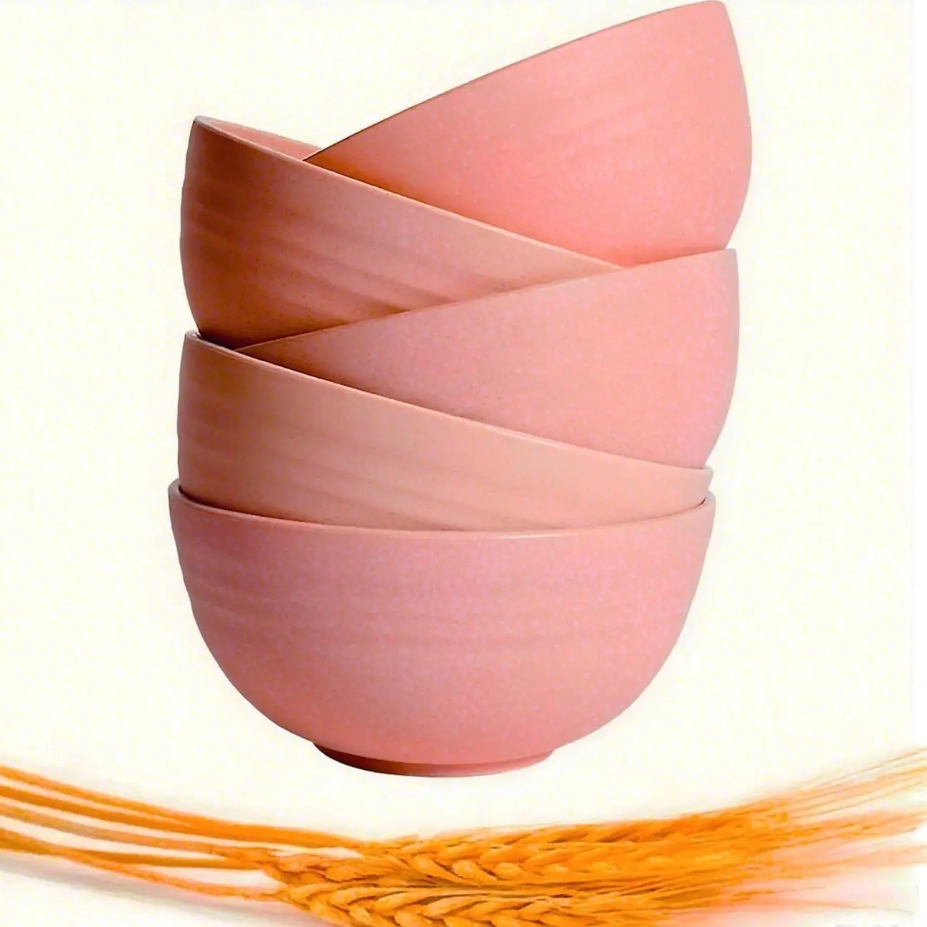 Cereal Reusable Bowls - Lightweight Wheat Straw Healthy &Eco-Friendly(Pink) | Cereal Bowls, 24 oz Set of 5 Reusable Unbreakable Bowls Perfect for Salad, Soup and Rice Oatmeal Desserts - BPA Free