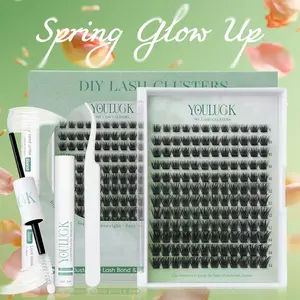 YOULUCK Enchantress Lashes Clusters DIY Lash Extension Kit Waterproof Long-Lasting Fluffy & Weightless Look with Ultra-Thin Band Glue Remover Tweezer for Beginners