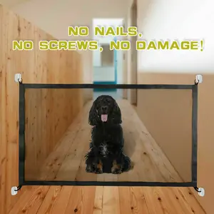 Niubya Pets Dog Cat Baby Safety Gate Mesh Fence Magic Portable Guard Net Stairs Doors