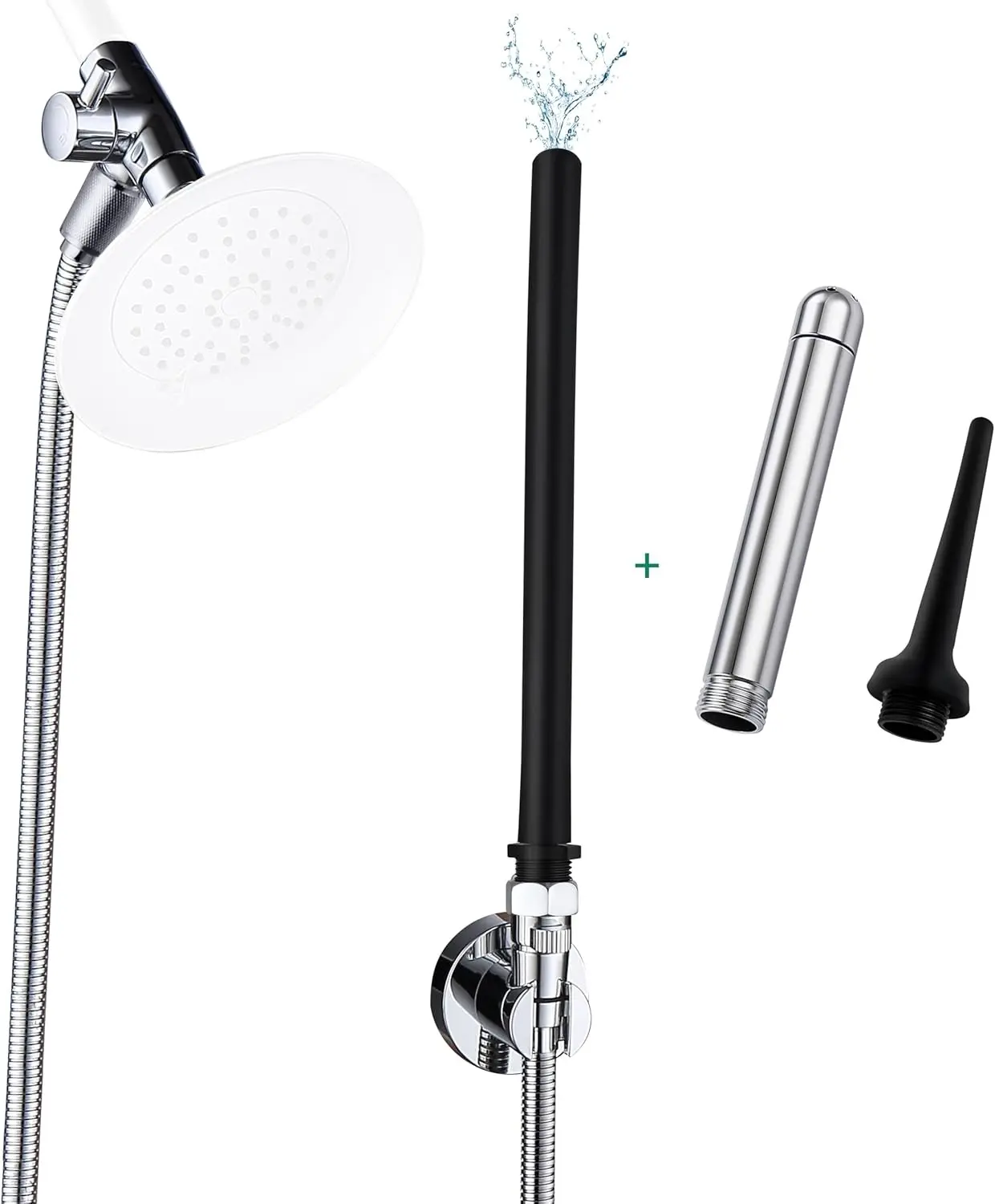 Shower Enema System with Water Control Valve, 100 Inches Hose, Silicone Nozzles Enema Attachment for Men and Women Portable Cleaning, Enema Nozzle Kit Cleaner