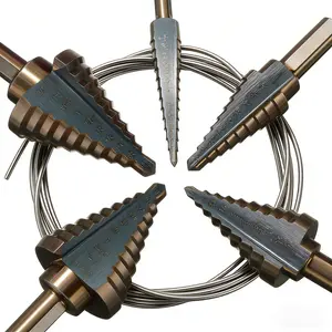 [5pcs Step Drill Bit Set] 5pcs Metal-Cutting Step Drill Bit Set - Multi-Size Holes for Steel, Wood & Plastic (Box Not Included)