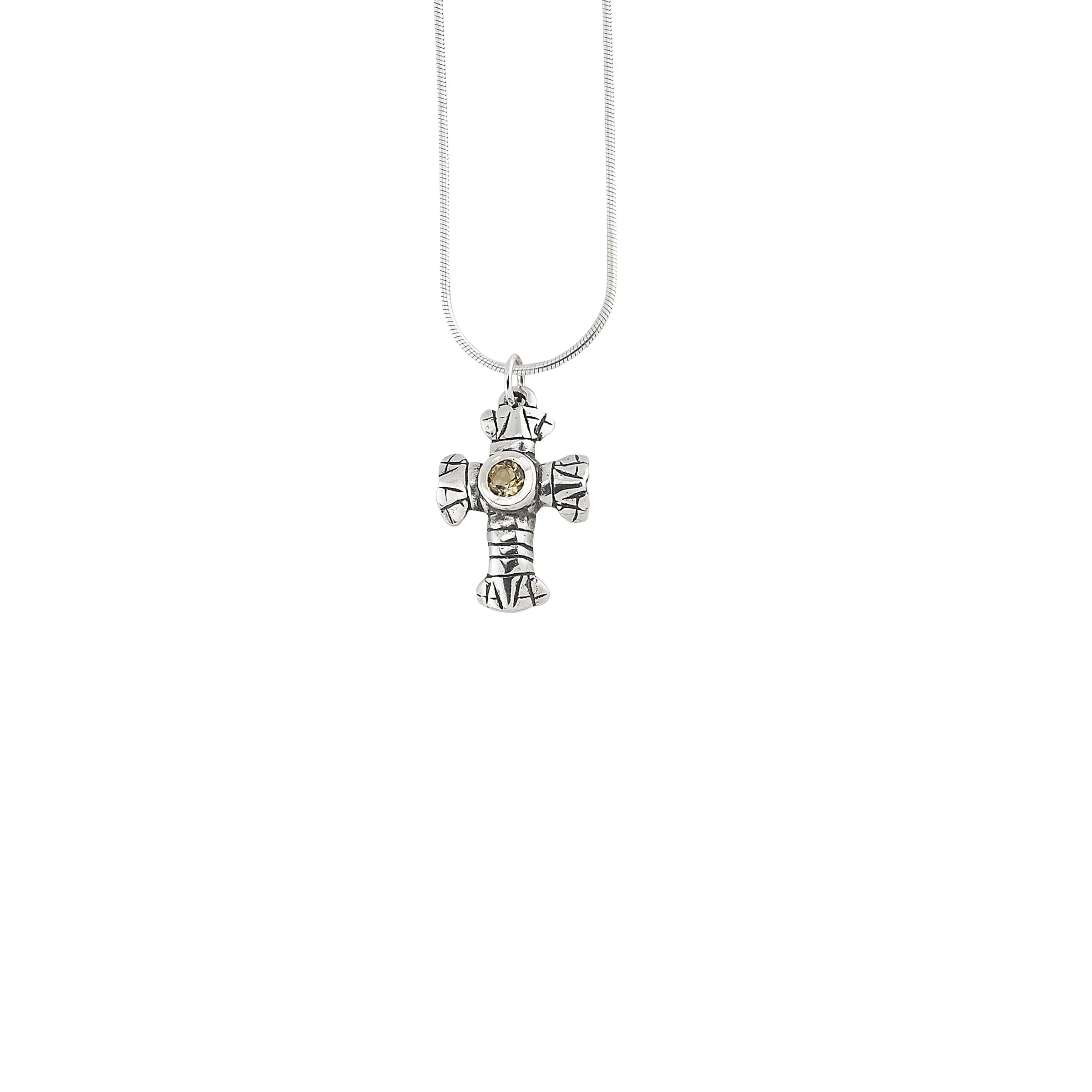 Crawfish Cross Small Stone Pendant
