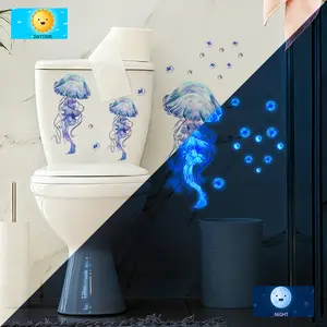 1Pcs 30x60cm Luminous Blue Jellyfish Bubble Pearl Glow Wall Sticker for Home Background Wall Decoration