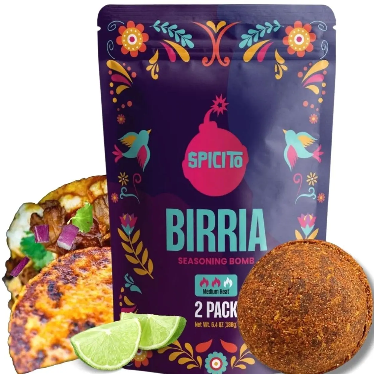 Birria Bombs Seasoning 2-Pack - Just Add Water & Meat for Easy Cooking, Authentic Mexican Spices. Ideal for Stove Top, Slow Cooker, Pressure Cooker