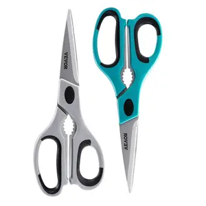Kitchen Scissors 2 Pack Stainless Steel Kitchen Cooking Shears Cyan+Grey