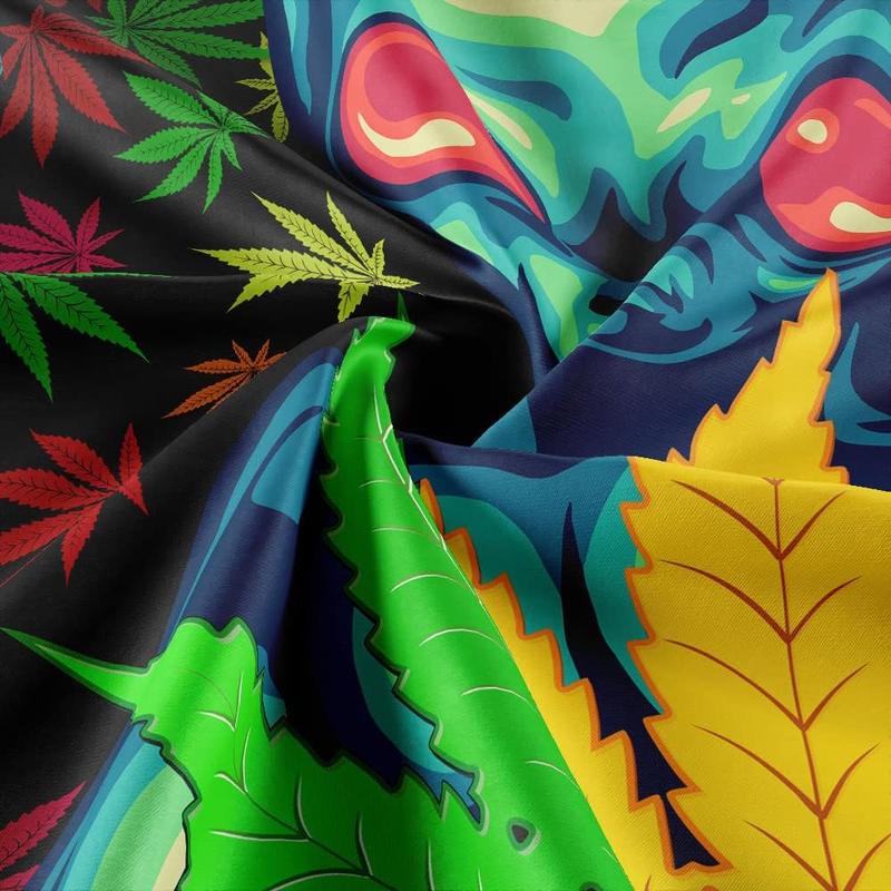 Cool Weed Tapestry for Men, Trippy Alien Stuff Marijuana Leaf Tapestry Wall Hanging for Bedroom, Psychedelic Tie Dye Stoner Tapestries Poster Beach Blanket College Dorm Home Decor (40X30)