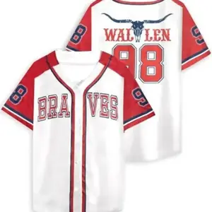 Wallen 98 Baseball Jersey – Cow Skull Country Concert Top, Vintage Western Vibes, Soft Cotton Blend