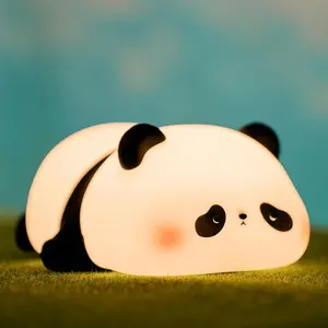 Cute Panda Design Night Light, USB Rechargeable Silicone Night Light, Bedside Touch Lamp, Decorative Light for Home Bedroom, Living Room, Office, Decorative Gentle Lamp