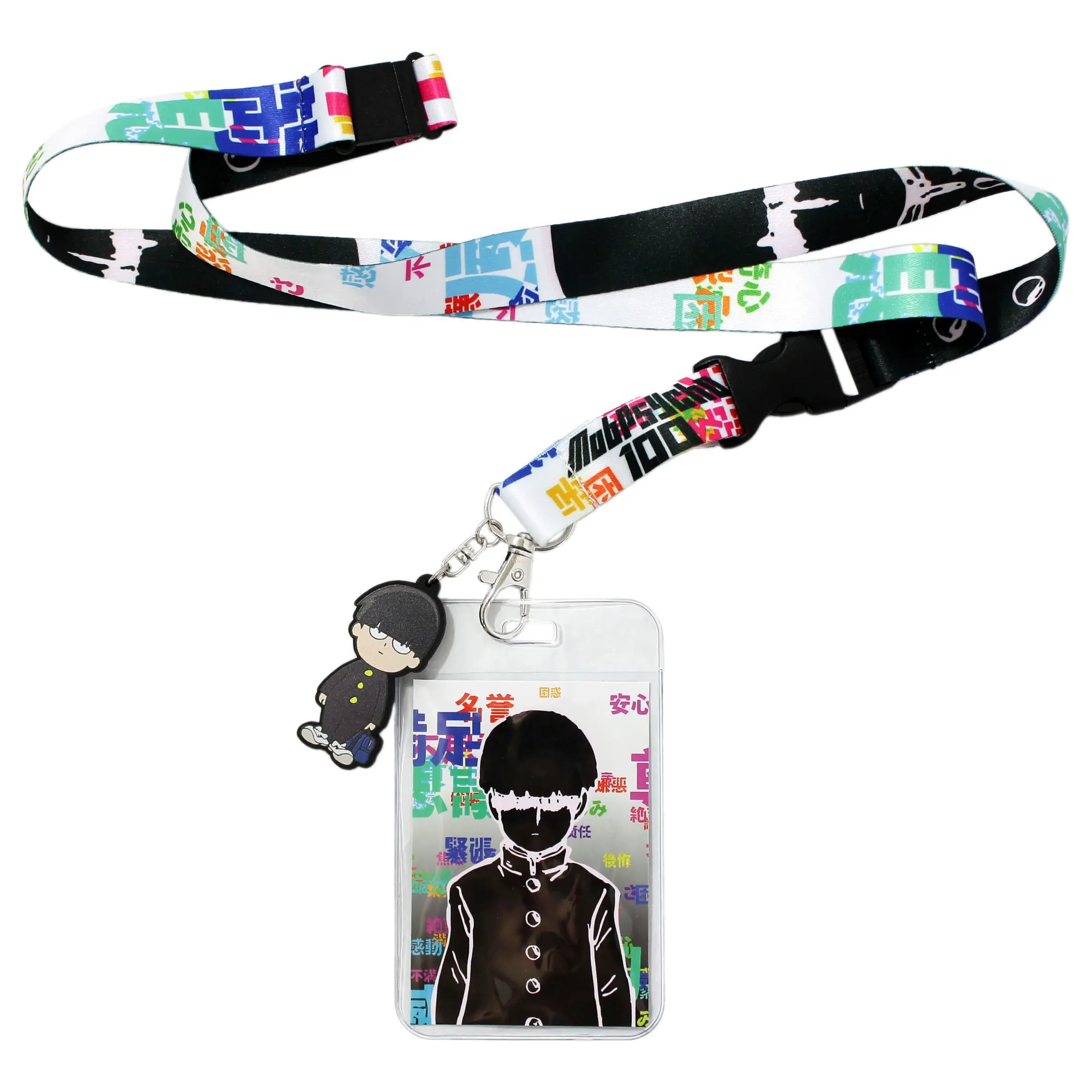 Mob Psycho 100 Merch ID Badge Holder Lanyard Keychain Lanyard w/ Rubber Pendant Mob Psycho 100 Merch ID Badge Holder Lanyard Keychain Lanyard w/ Rubber Pendant