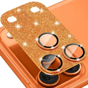 Glitter Diamond Camera Lens Protector Tempered Glass iPhone 17 Pro Max/17 Pro Full Coverage Aluminum Lens Film, Anti-Scratch Camera Protector, Original Color Glass Lens Cover, Accessories