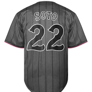 Men's baseball jersey, #22, gray and white, V-neck baseball jersey with stripes, NFC jersey, suitable for baseball