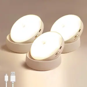 3-Pack Motion Sensor Wall Lamps, Rechargeable LED Nightlights, Ambient Night Lights, Ambient Led Lighting, Auto-On/off, Warm & Cool Light, Magnetic Peel-Off, Bedroom Use