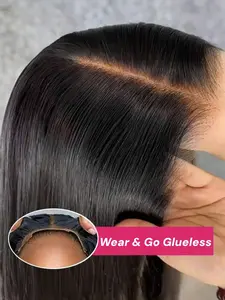Glueless Wigs Human Hair Ready To Wear And Go Bone Straight Lace Front Wigs Human Hair Brazilian Pre Cut 5x5 Hd Lace Closure Wigs For Women Lace Hairline Wig, Glueless Frontal Wig