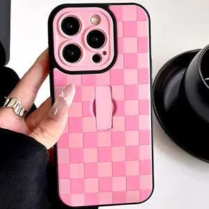 Invisible Ring Holder Black and White Checkered Shockproof Phone Case Suitable for iPhone 17 16 15 14 13 Pro Max Puzzle Checkered Personalized Male and Female Protective Case Phone Accessories