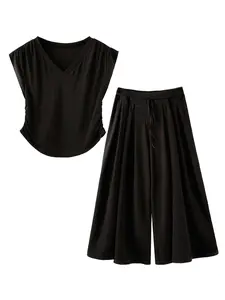 Women's Plus Size Plain Vest Long Pants Set, Elegant Casual Minimalist Style, Comfortable and Stylish, Perfect for Daily Wear