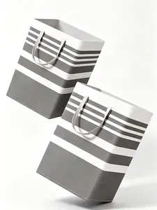 2 Pack Grey 75L Collapsible Laundry Hampers, Waterproof with Padded Handles, Perfect for Bedroom, Bathroom & Dorm