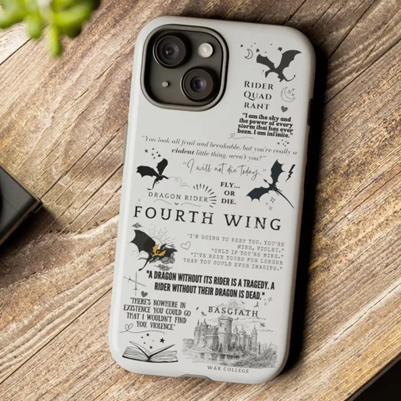 Black and Gold Marble Fourth Wing Dragon Smartphone Cover - Durable, Aesthetic iPhone 17 Accessory for Protection, Bookish Gift for Book Lovers, Fourth Wing Merch, Handheld Device Accessories