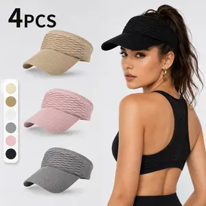 4-Piece Women’s Sun Visor Hats, Breathable Open-Top Sports UV Protection Caps for Running, Hiking, Beach, Travel, and Everyday Outdoor Wear