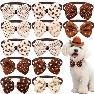 Get the "Old Money" look!  30pcs Brown Dog Bowties & Pet Accessories for Small Dogs. Cute Patterns & Dog Bow Ties for Funny Pet Grooming. Adjustable Hair Accessory for Puppy Glow Up & Summer Styling. Fashionable Neck Collars for Cats & Dogs