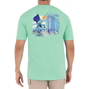 Men's Sunset Sailfish Short Sleeve Crew Neck T-Shirt, Beach Glass/Sailfish, X-Large