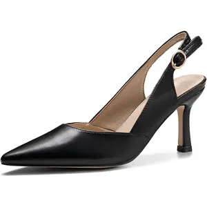 Coutgo Women's Slingback Kitten Heels Closed Pointed Toe Wedding Party Dress Pumps Shoes Business Footwear outdoorfun