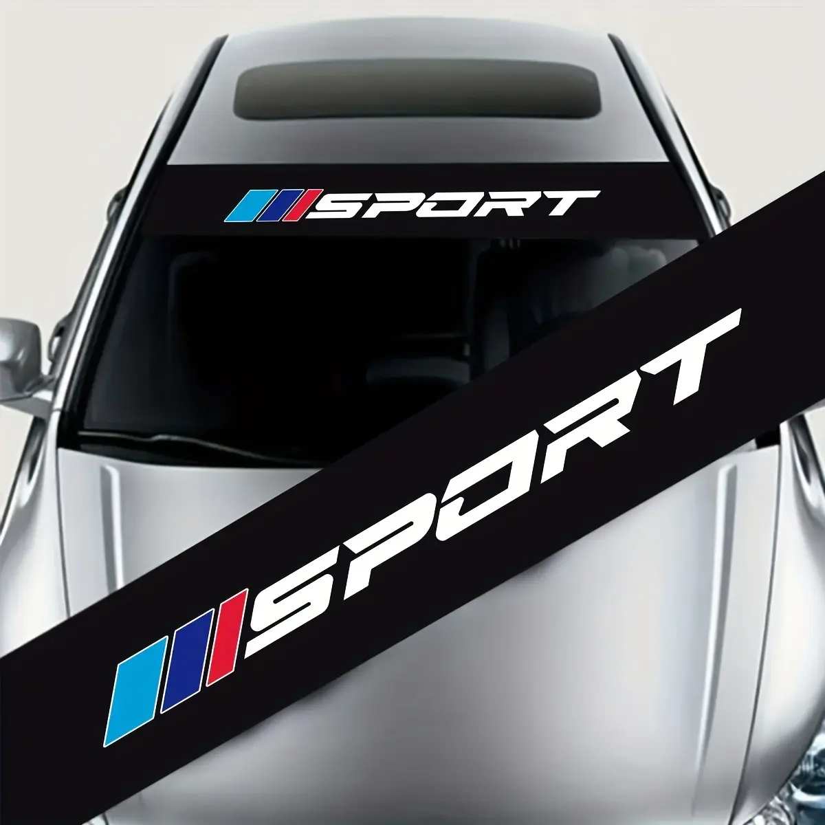 1pc Eye-catching Reflective Car Front Windshield Sticker, Suitable for BMW, Durable and Fashionable Sticker