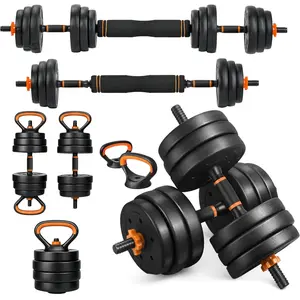 Adjustable Dumbbell Weight Set 44 lbs Multi Functional 4 in 1 Exercise Equipment Convertible Barbell Kettlebell Push-up Stand Fitness Workout Gear For Men Women Home Gym Summervibes