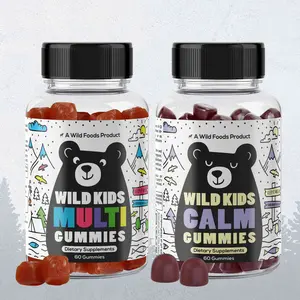 Wild Foods Wild Kids Calm & Wild Multivitamins Bundle 100% Natural Organic Gummies for Growth Immunity Energy Sleep Focus US Berry Flavor Dietary Supplement