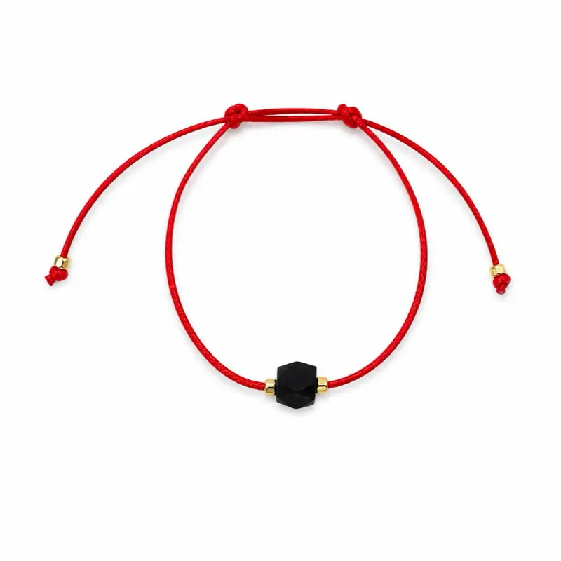 Fabric Bracelet, Casual Unisex Red String Band with Azabache Jet Stone, Adjustable for Daily Wear, Fits Sizes 4-7, Design, Elegant