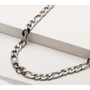 Verve Men's Stainless Steel Figaro Chain Necklace