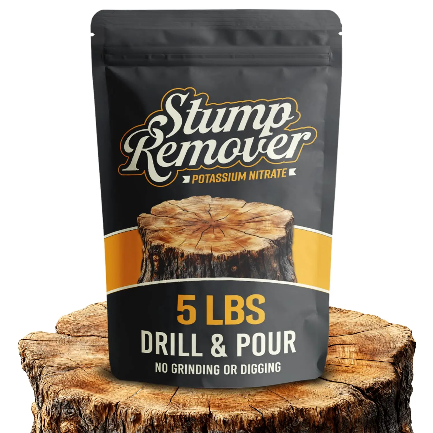 KNO3 Stump Remover - 5lbs - Drill and Pour -Premium Potassium Nitrate Powder -1lb - 2.5lb - 5lb - 10lb -