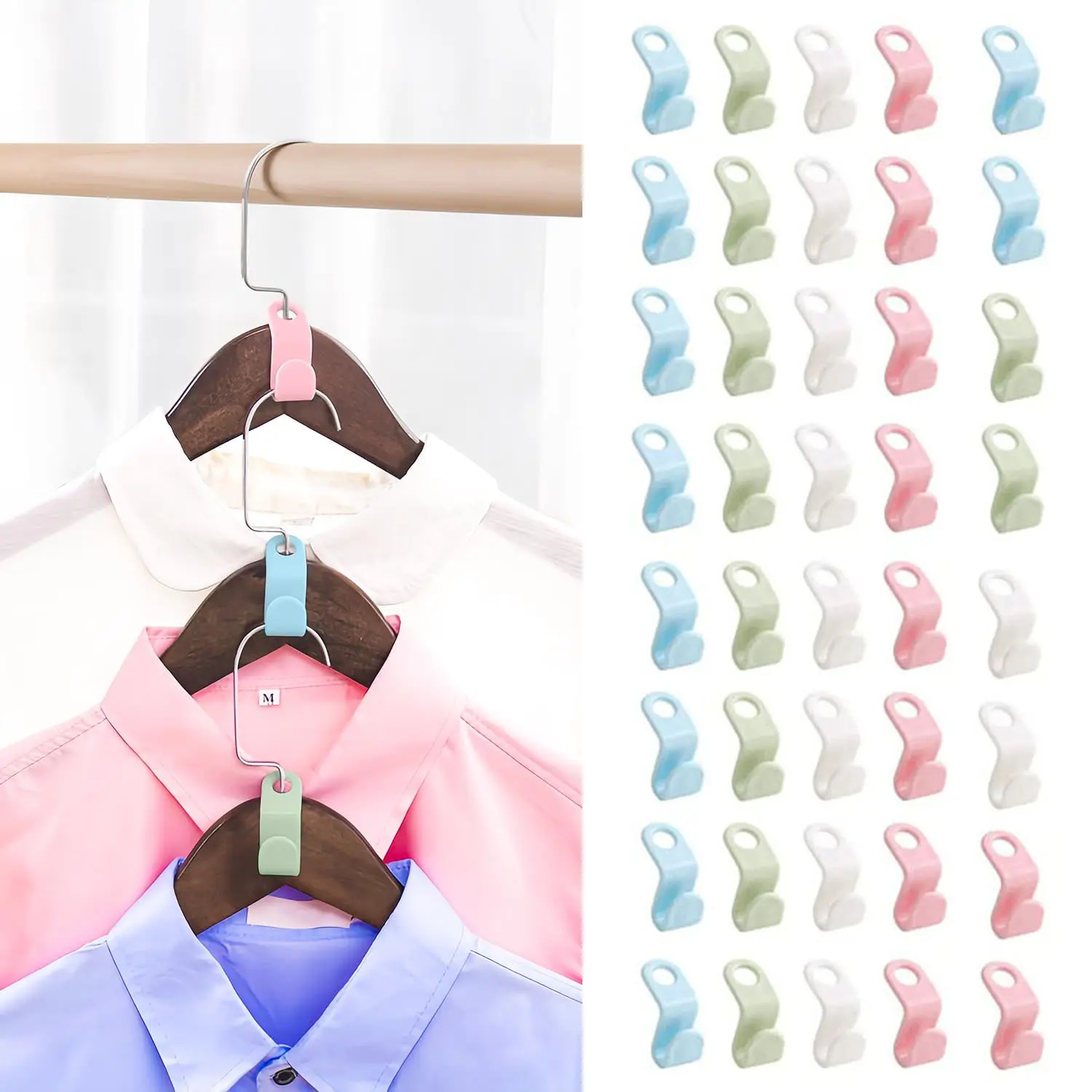 40 Pack Hanger Hooks for Plastic  Clothes Space Saving Hangers for Clothes Closet Hangers Space Saver Hanging Organiser multifunctional towel cloth Non-slip Pants Hanger with clip handbag storage rust proof coat maximizer scarf organizer bag tool outdoorf