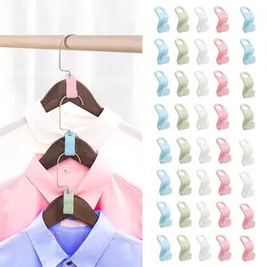 40 Pack Hanger Hooks for Plastic  Clothes Space Saving Hangers for Clothes Closet Hangers Space Saver Hanging Organiser multifunctional towel cloth Non-slip Pants Hanger with clip handbag storage rust proof coat maximizer scarf organizer bag tool