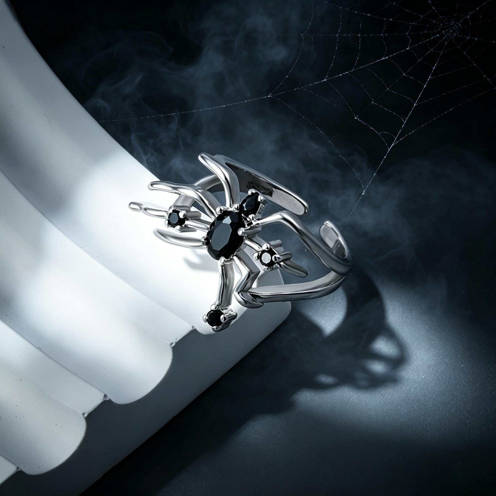 Spider Web Open Ring | Punk Gothic Jewelry for Halloween Daily Wear