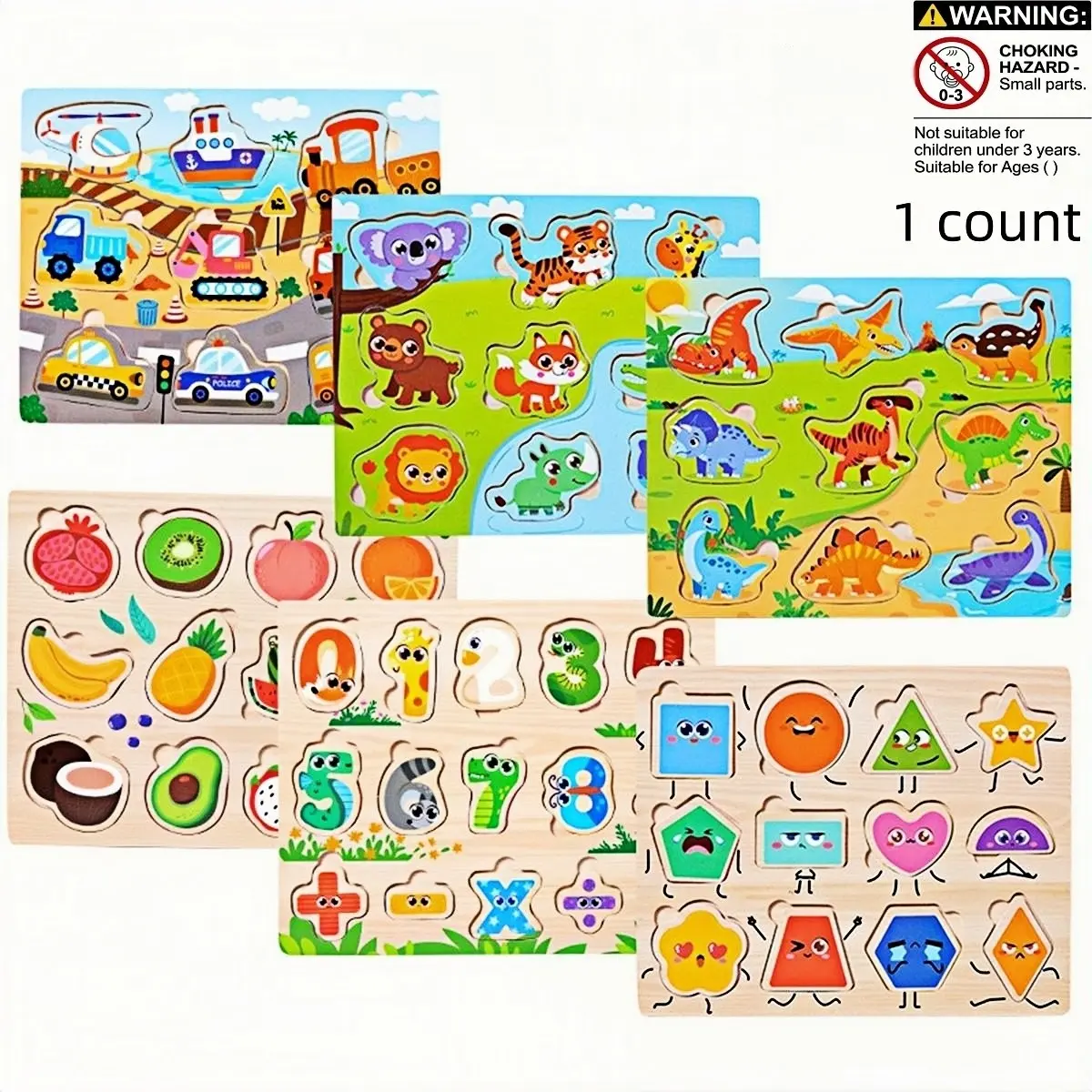Wooden Jigsaw Puzzle Toy, 1 Count Multiple Theme Wooden Matching Puzzle, Logical Thinking Wooden Matching Puzzle, Creative Toy for Kids, Wooden Puzzles, Puzzles For Toddlers
